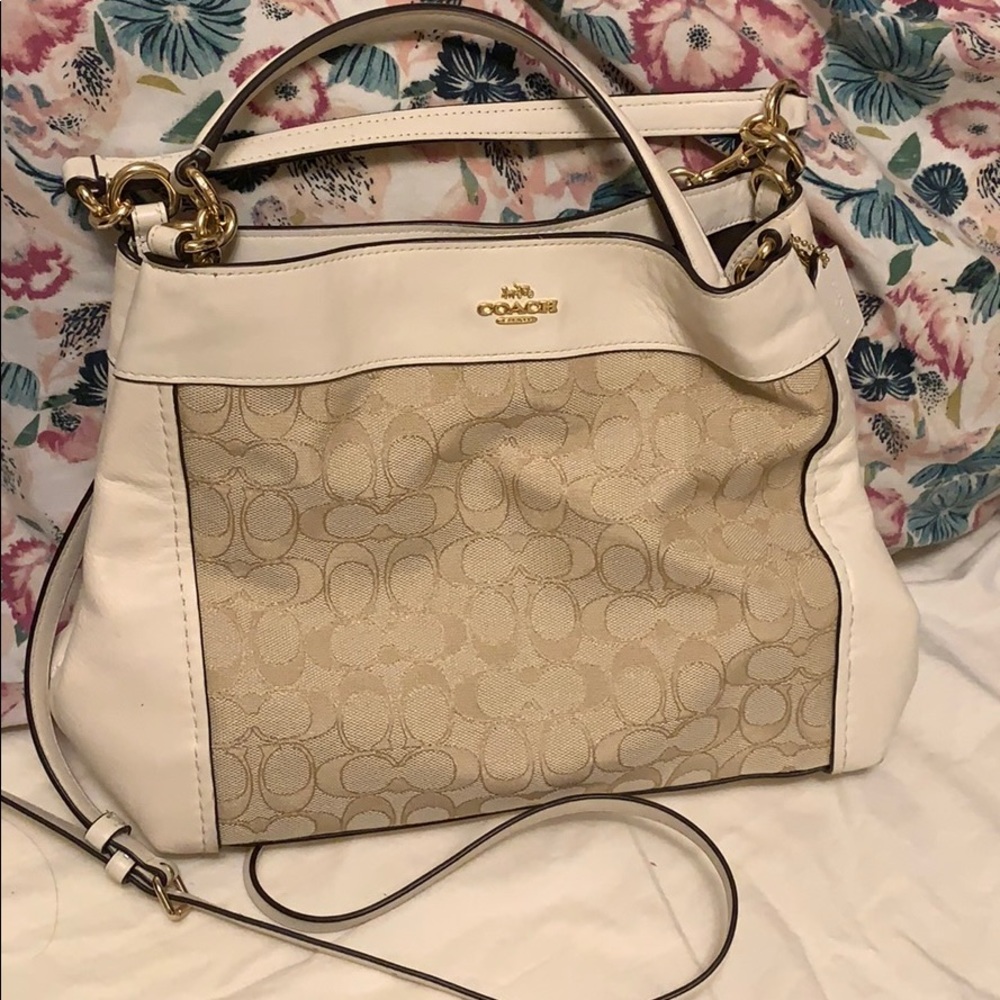 White and Gold Coach Purse
